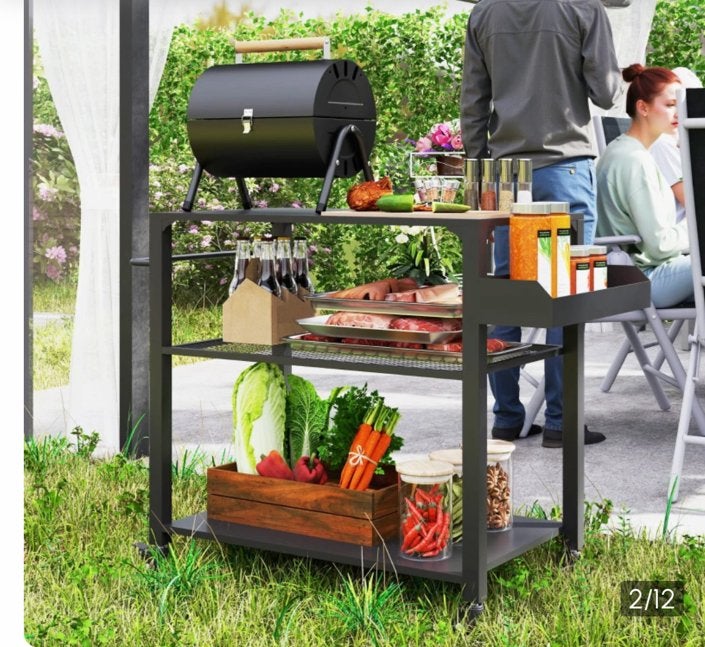 Outsunny Outdoor Keukeneiland Grillwagen Zwart, Ophalen, Nieuw, Vrijstaand