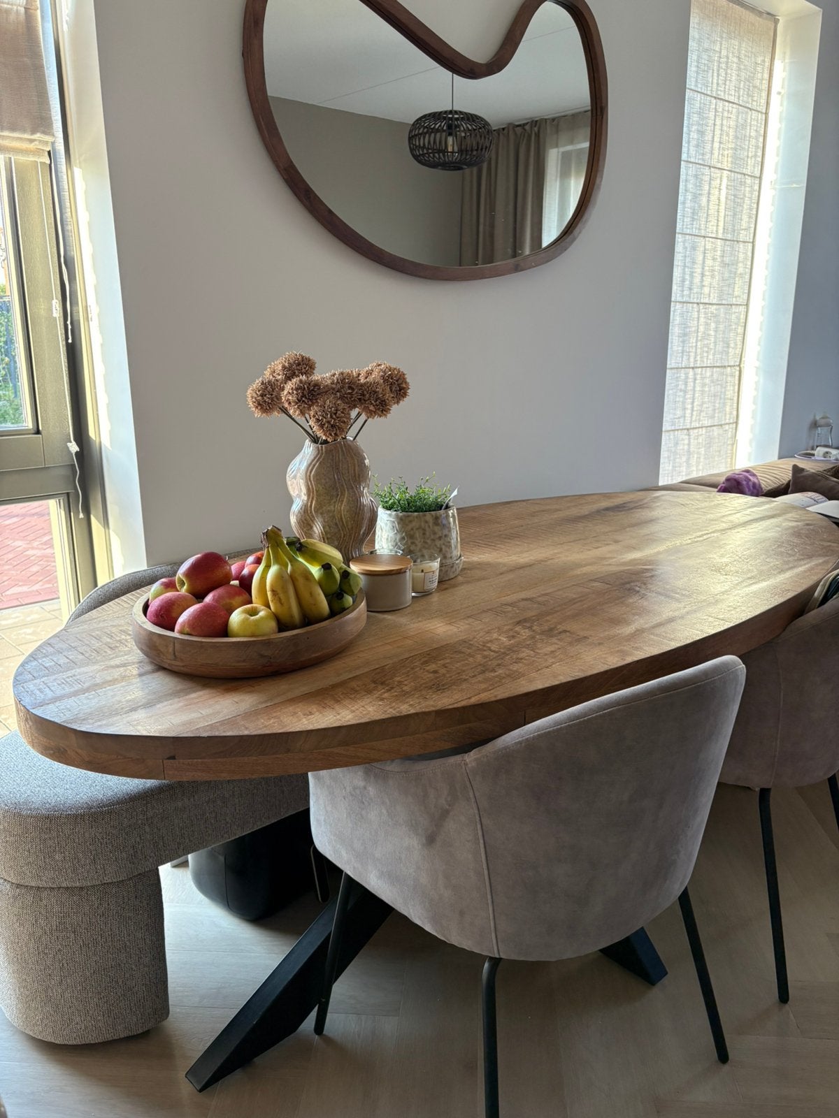 Eettafel mangohout, Huis en Inrichting, Tafels | Eettafels, Ophalen, 200 cm of meer, 50 tot 100 cm, Zo goed als nieuw