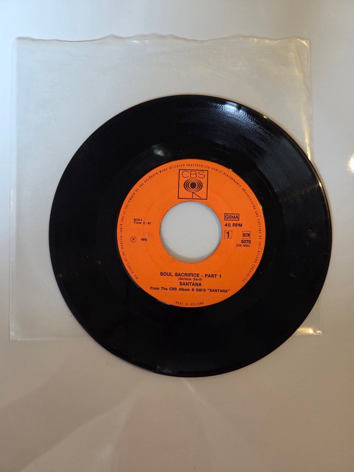 Santana - Soul sacrifice part 1, Ophalen of Verzenden, Gebruikt, 7 inch, Pop