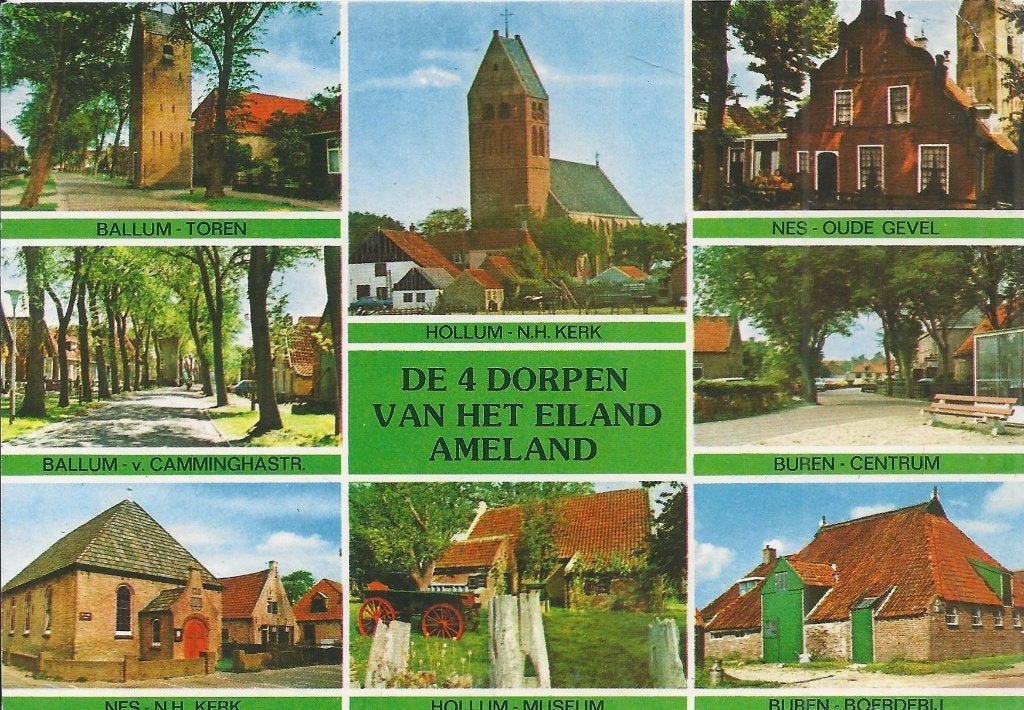 Ame112 Ansichtkaart De 4 dorpen van het eiland Ameland, Ophalen of Verzenden, 1980 tot heden, Gelopen, Waddeneilanden