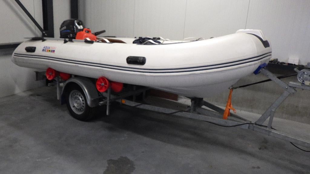 rubberboot ripje aQuapark met trailer en motor, Overige merken, Ophalen of Verzenden, Zo goed als nieuw, Benzine
