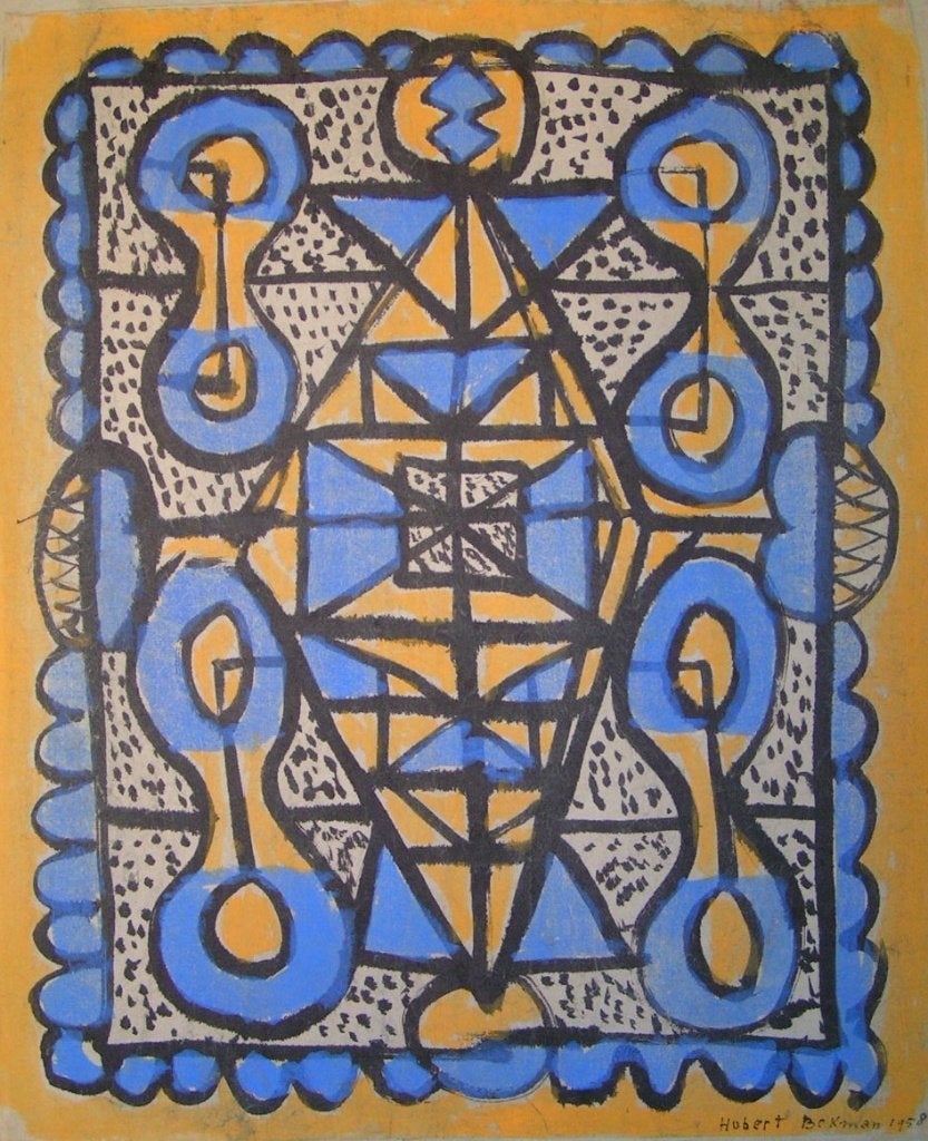 Hubert Bekman "schets ontwerpen voor kleden" uit 1958 de NHS, Antiek en Kunst, Kunst | Tekeningen en Foto's, Verzenden, Tekening