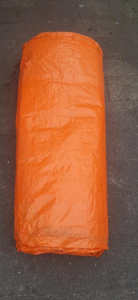 Groot oranje zeil 7,5 x 7,5 meter, Doe-het-zelf en Verbouw, Zeil en Folie, Ophalen, Gebruikt, 15 m² of meer, Zeil