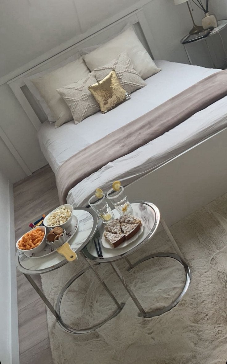 MOET NU WEG Set van 3 bijzettafels marmer/chrome, Ophalen, Minder dan 45 cm, Minder dan 55 cm, Gebruikt