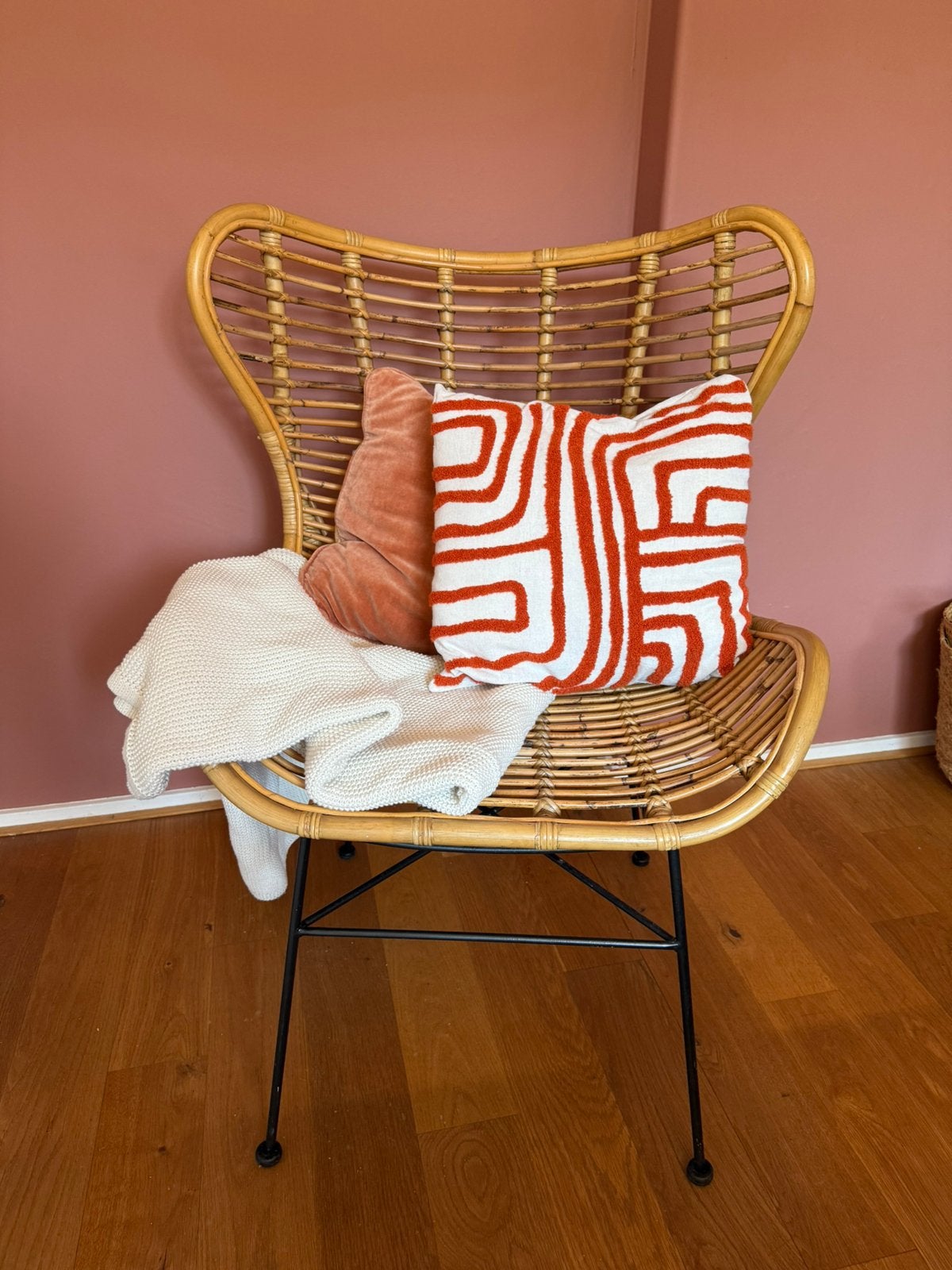 Fauteuil Jasmine - rotan/metaal - Leen Bakker, Ophalen, Minder dan 75 cm, Zo goed als nieuw, Metaal