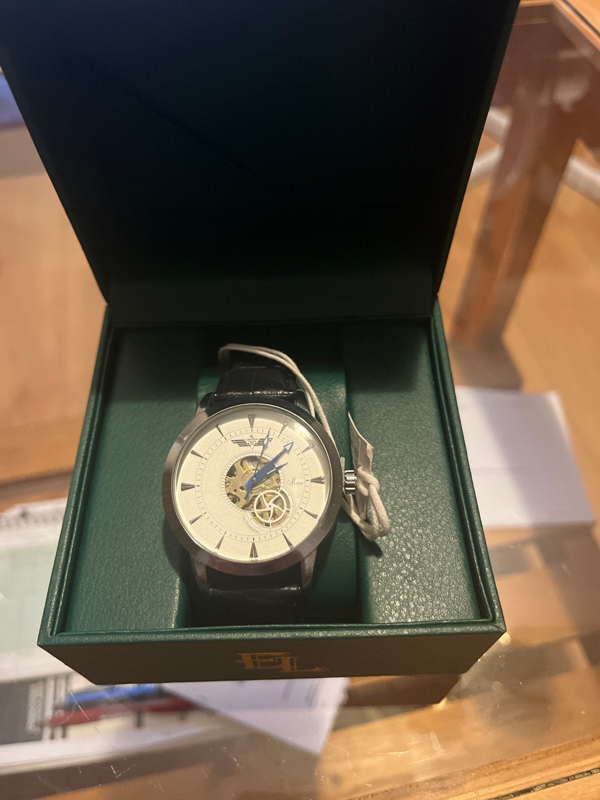 Stijlvol Polshorloge met Zichtbaar Uurwerk, Leer, Staal, Polshorloge, Nieuw
