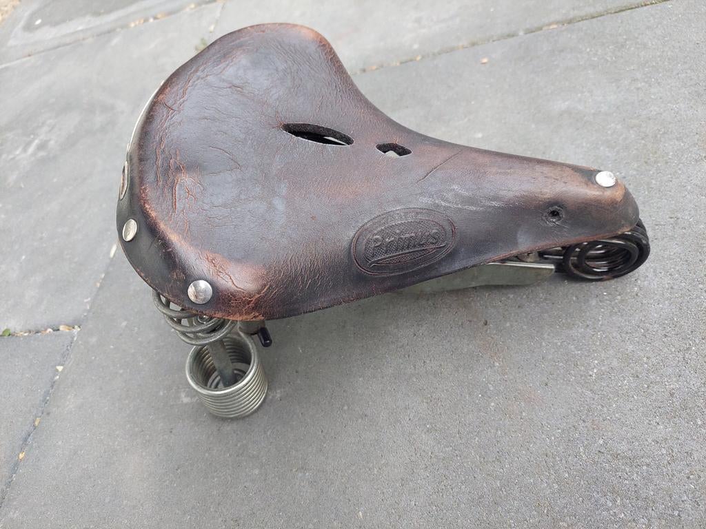 Primus Lepper Zadel - Klassiek Lederen Fietszadel met Veren, Toerfiets, Gebruikt, Leer, Ophalen of Verzenden