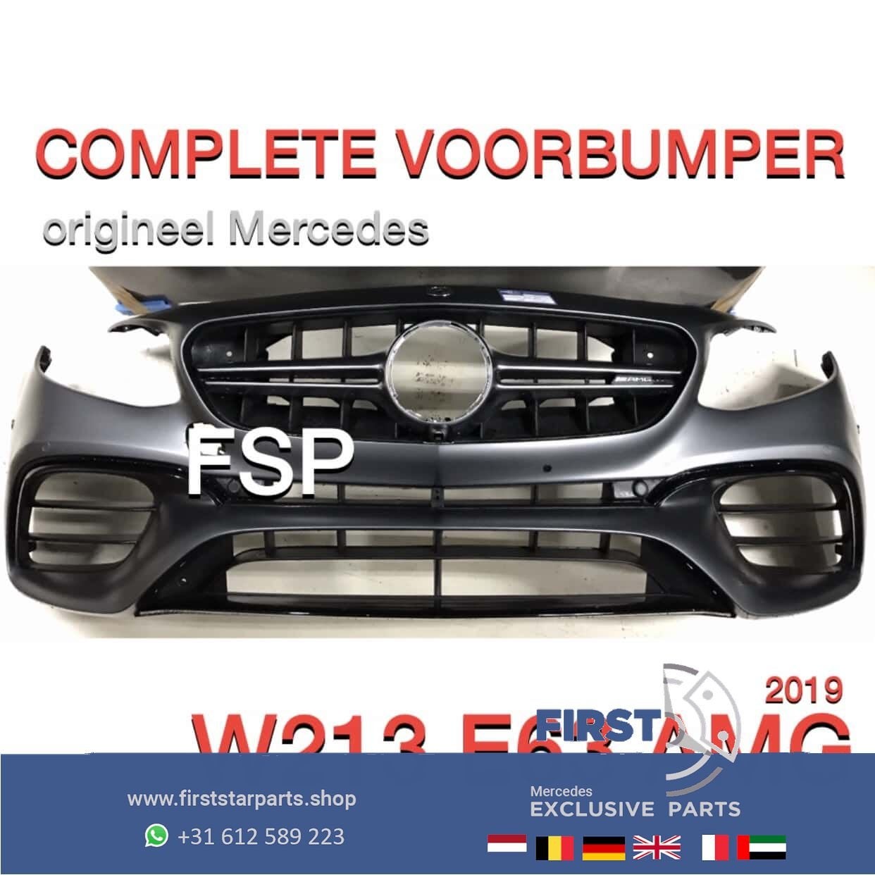 W213 E63 AMG Voorbumper COMPLEET Mercedes 2020 bumper origin, Auto-onderdelen, Gebruikt, -, Voor, Ophalen of Verzenden