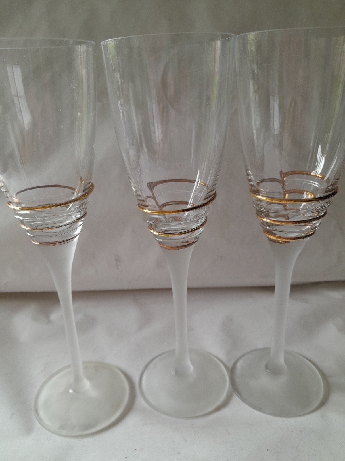 Set van 3 elegante champagneglazen met gouden accenten, Ophalen of Verzenden