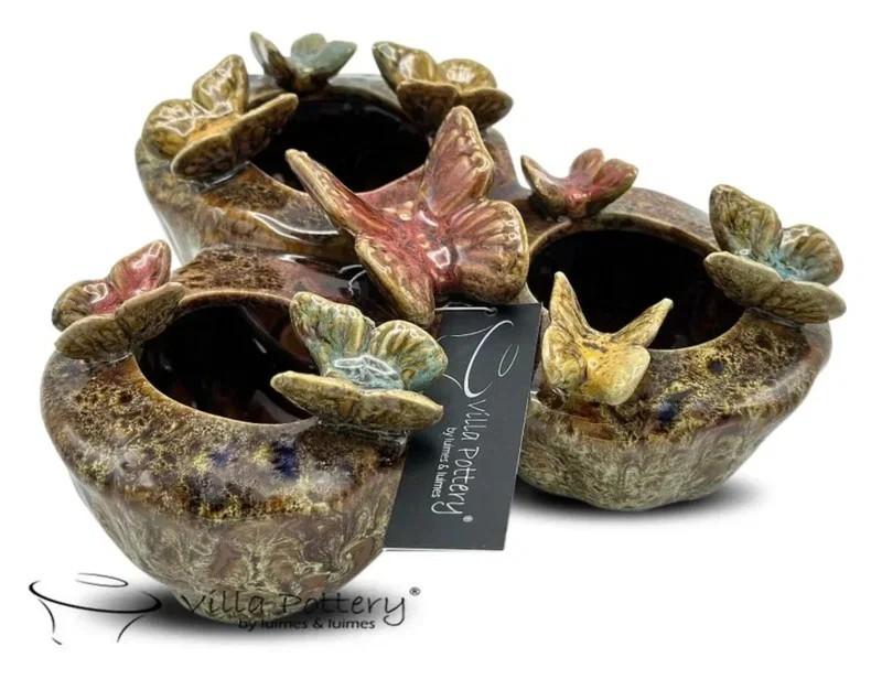 Vaas butterfly green 16,5x16x8.3 cm, Huis en Inrichting, Woonaccessoires | Vazen, Verzenden, Aardewerk of Porselein, Nieuw, Minder dan 50 cm