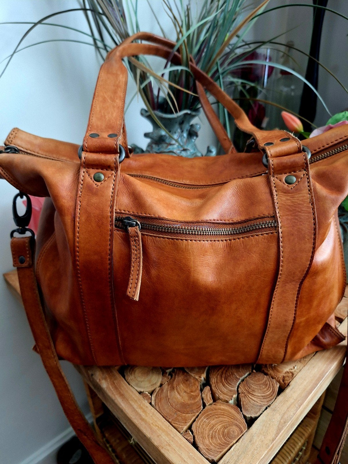 Bear design tas schoudertas cognac, Gebruikt, Bruin, Minder dan 40 cm, Minder dan 35 cm