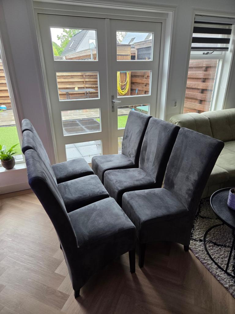 6 stoelen antraciet, Huis en Inrichting, Ophalen, Overige kleuren, Zo goed als nieuw, Overige materialen