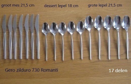 Gero zilduro 730 romanti, lepels en messen, 17 delen bestek, Gero, Los bestek, Ophalen of Verzenden, Zo goed als nieuw