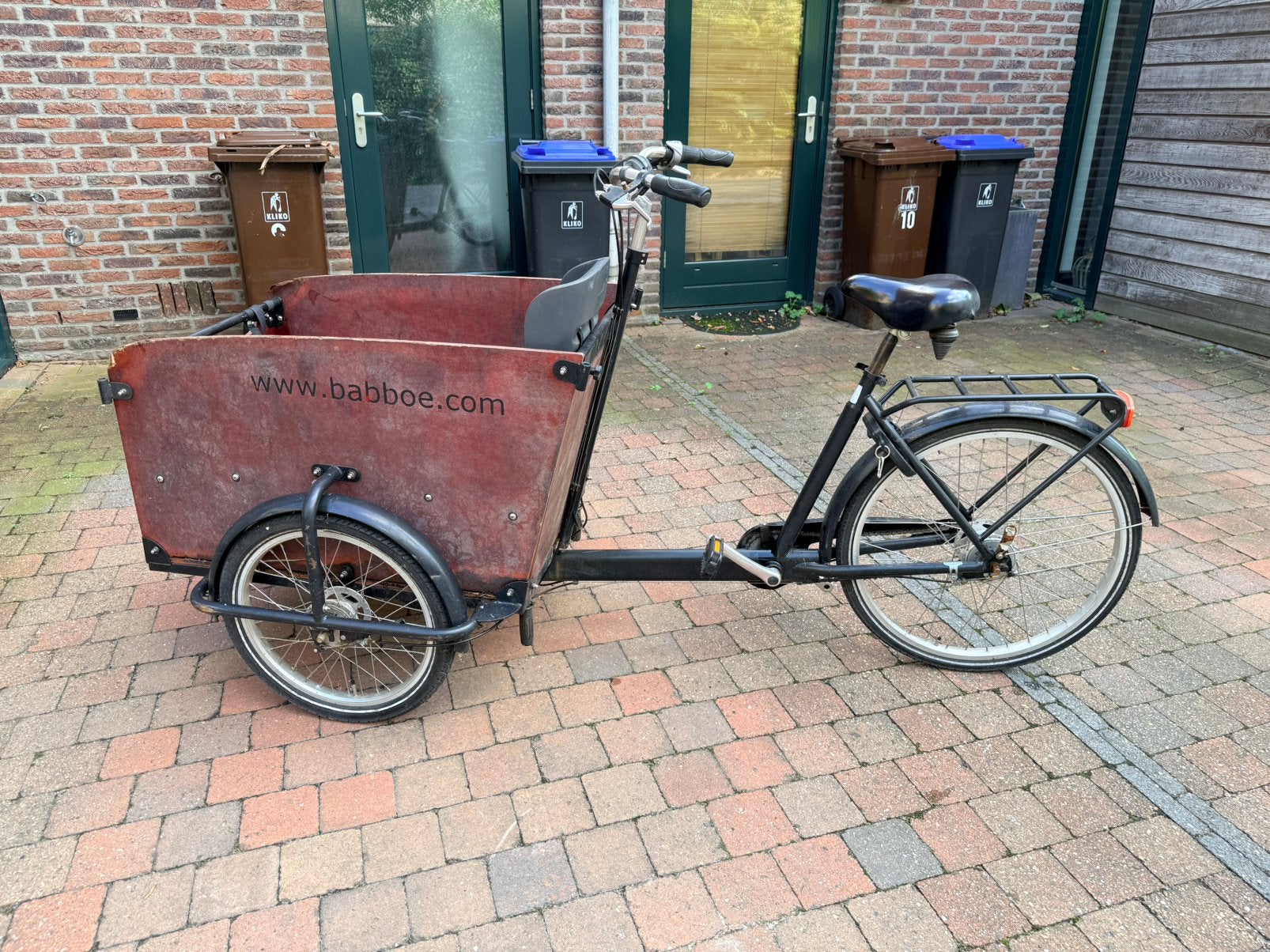 Babboe bakfiets incl kinderzitje, Fietsen en Brommers, 4 kinderen of meer, Gebruikt, Trommelrem, Ophalen