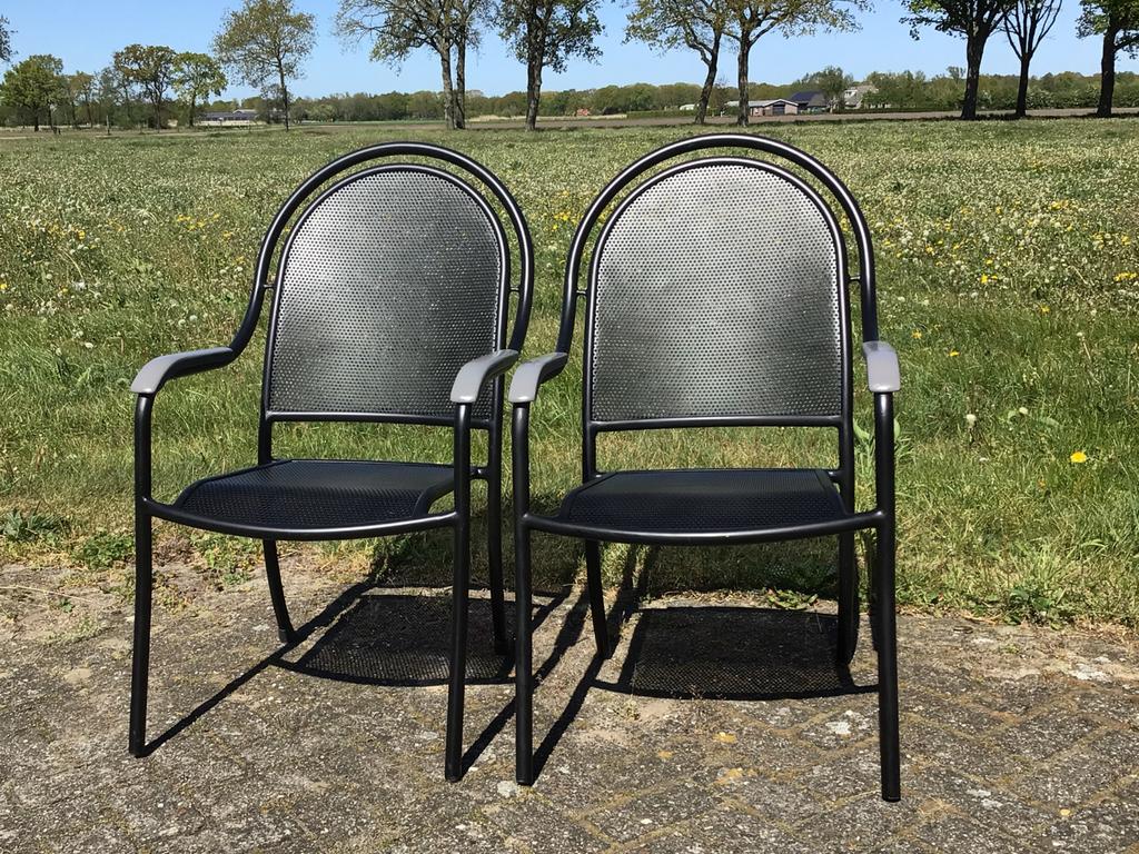 6 Prachtige licht metalen tuinstoelen. Stapelbaar !, Ophalen, Zo goed als nieuw, Aluminium, Stapelbaar