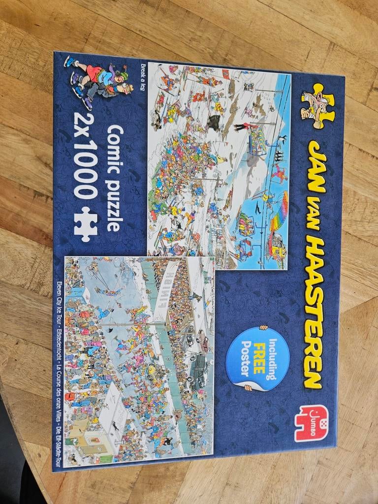 Jan van Haasteren puzzel 2x1000 stukjes - Elfstedentocht, Hobby en Vrije tijd, Denksport en Puzzels, Ophalen of Verzenden, 500 t/m 1500 stukjes