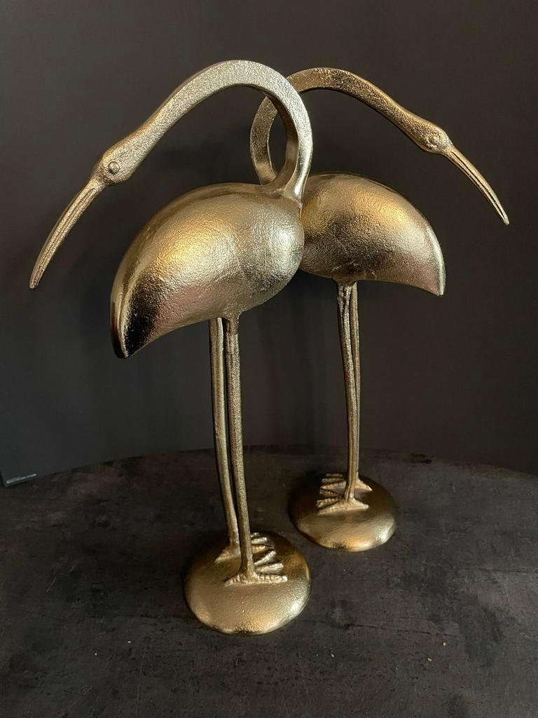 Vintage Hollywood Regency Messing Kraanvogels - Jaren 60/70, Huis en Inrichting, Woonaccessoires | Overige, Vintage, Gebruikt