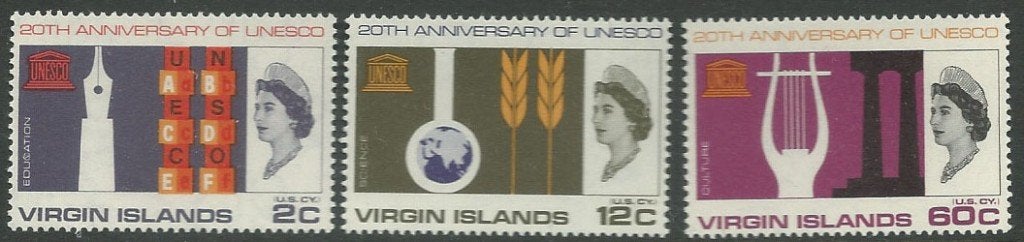 BR. VIRGIN Isl. 1966 UNESCO, Michel: 172-74, Postfris., Postzegels en Munten, Verzenden, Postfris, Midden-Amerika