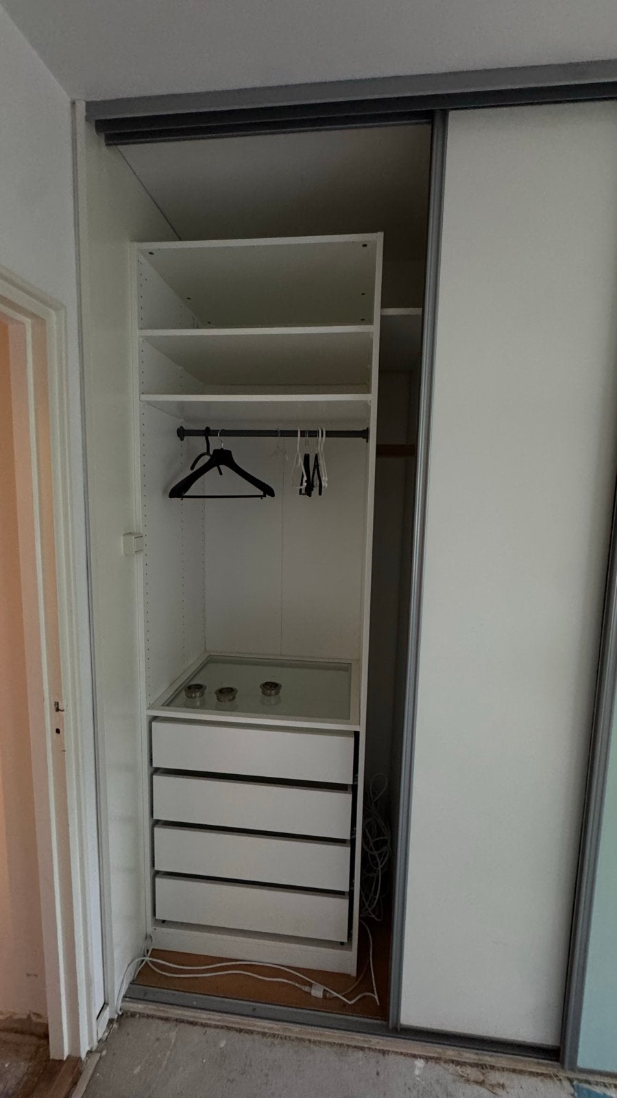 Kledingkast met schuifdeuren en lades, Ophalen, Gebruikt, 200 cm of meer, Met lade(s)
