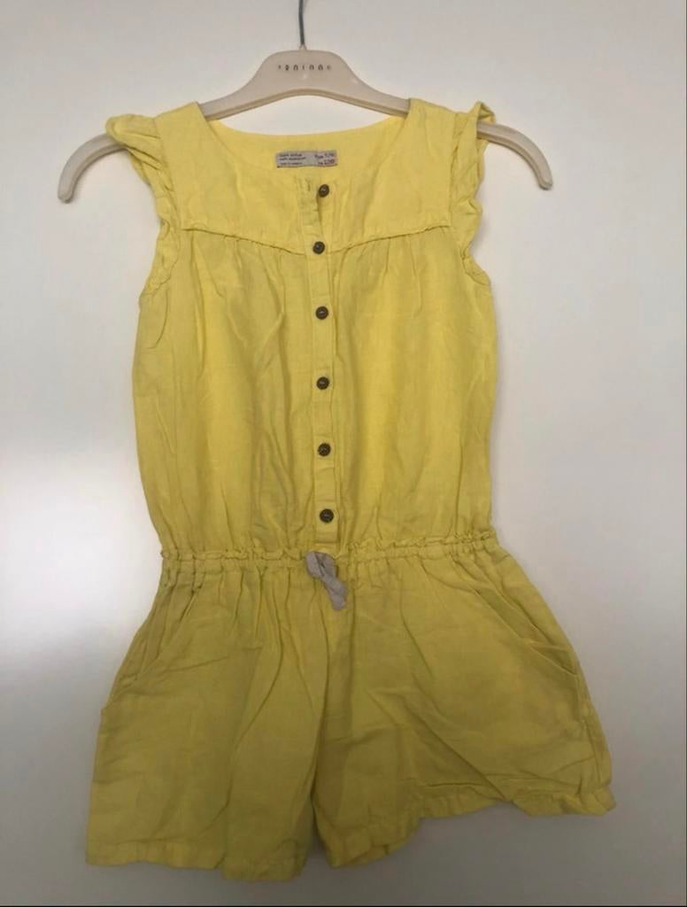 Zara Gele Katoenen Salopette/Playsuit Maat 128, Ophalen of Verzenden, Zo goed als nieuw, Meisje, Overige typen