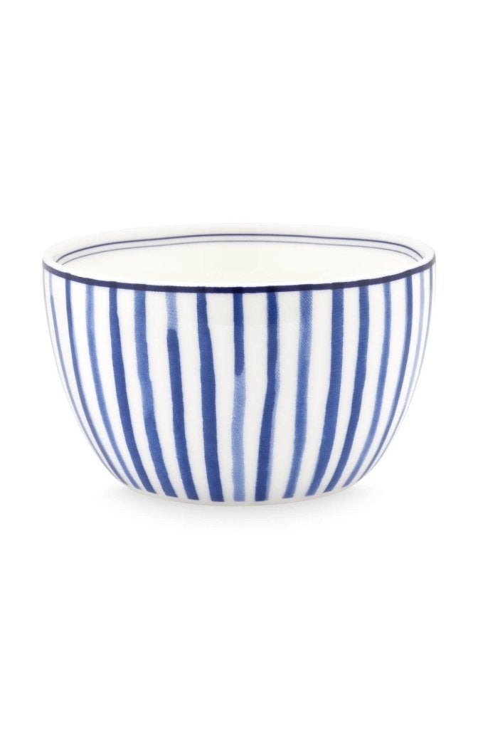 Heinen Delfts Blauw Janny dipschaaltje Tulp Strepen, Overige merken, Ophalen of Verzenden, Schaal of Schalen, Delftsblauw