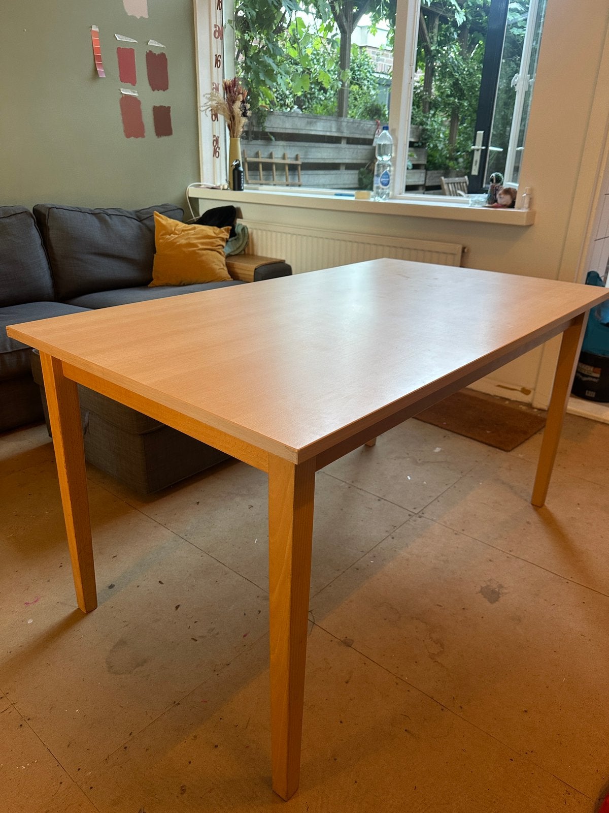Tafel/ eettafel/ bureau licht eiken 80x140 cm (74.5 cm hoog), Ophalen, 100 tot 150 cm, Eikenhout, 50 tot 100 cm