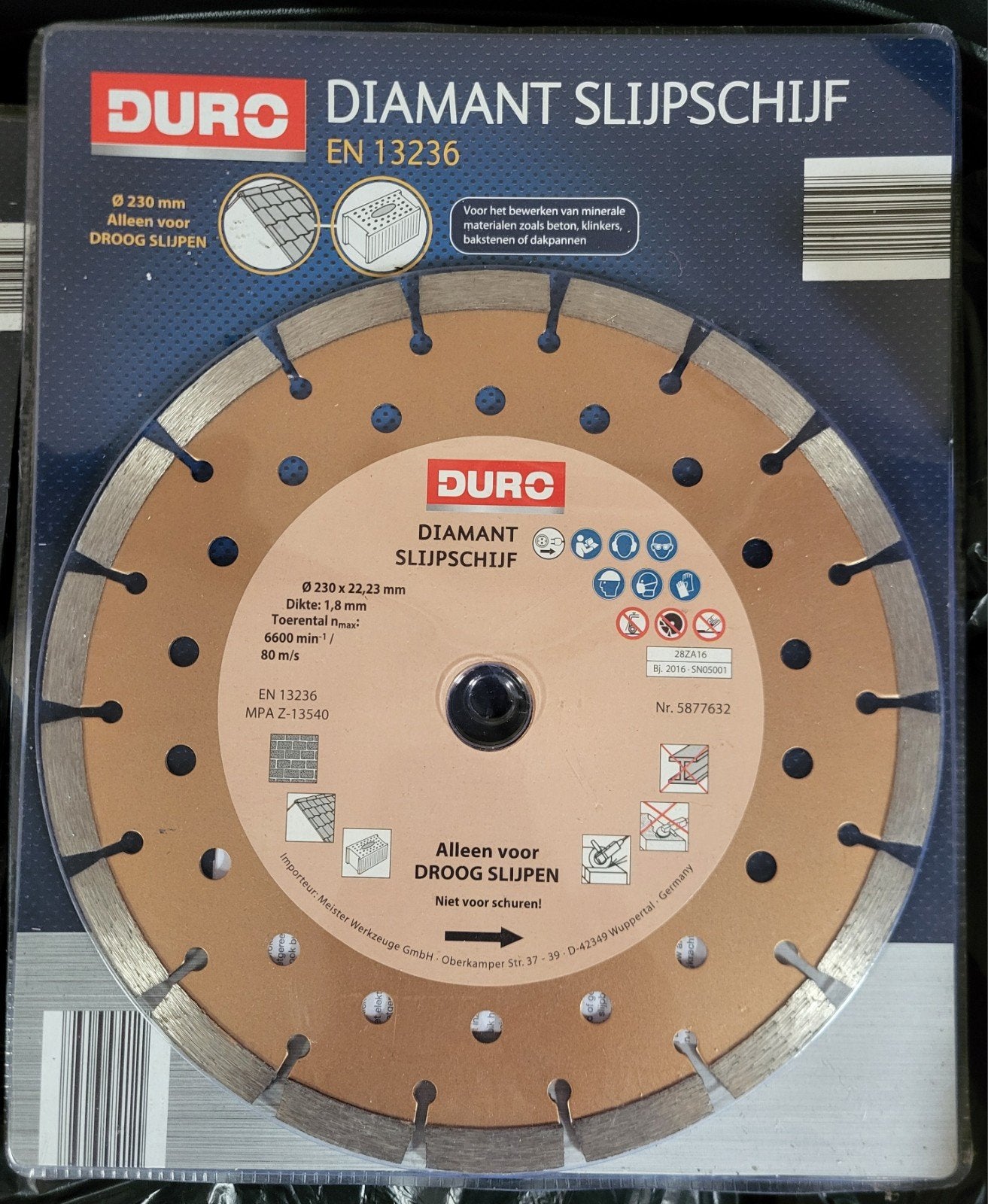 DURO diamant slijpschijf, Ophalen, Nieuw