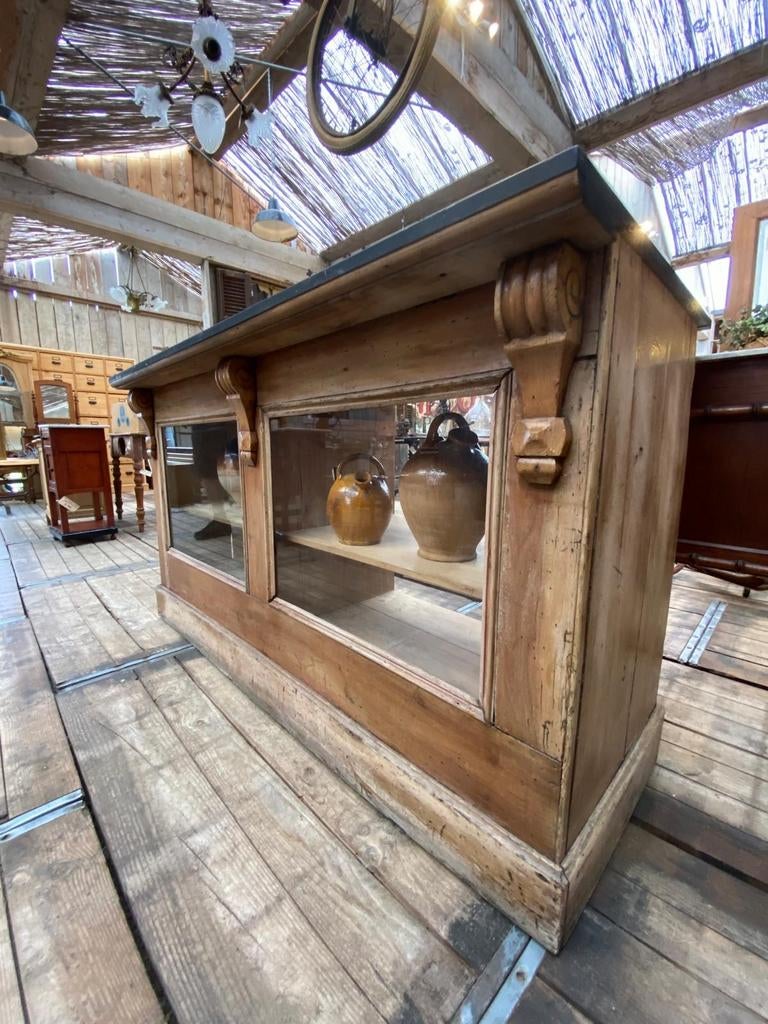 Brocante landelijke balie toonbank kast vitrine, Ophalen