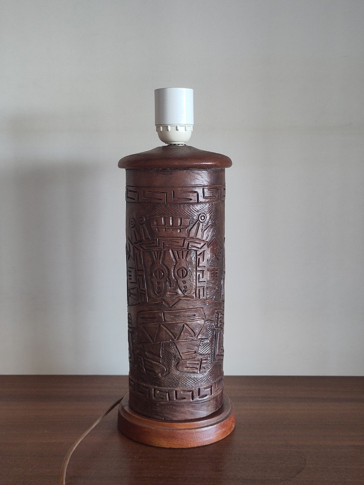 Vintage leren lamp Angel Pazmino Meubles de Estilo leer, Ophalen of Verzenden