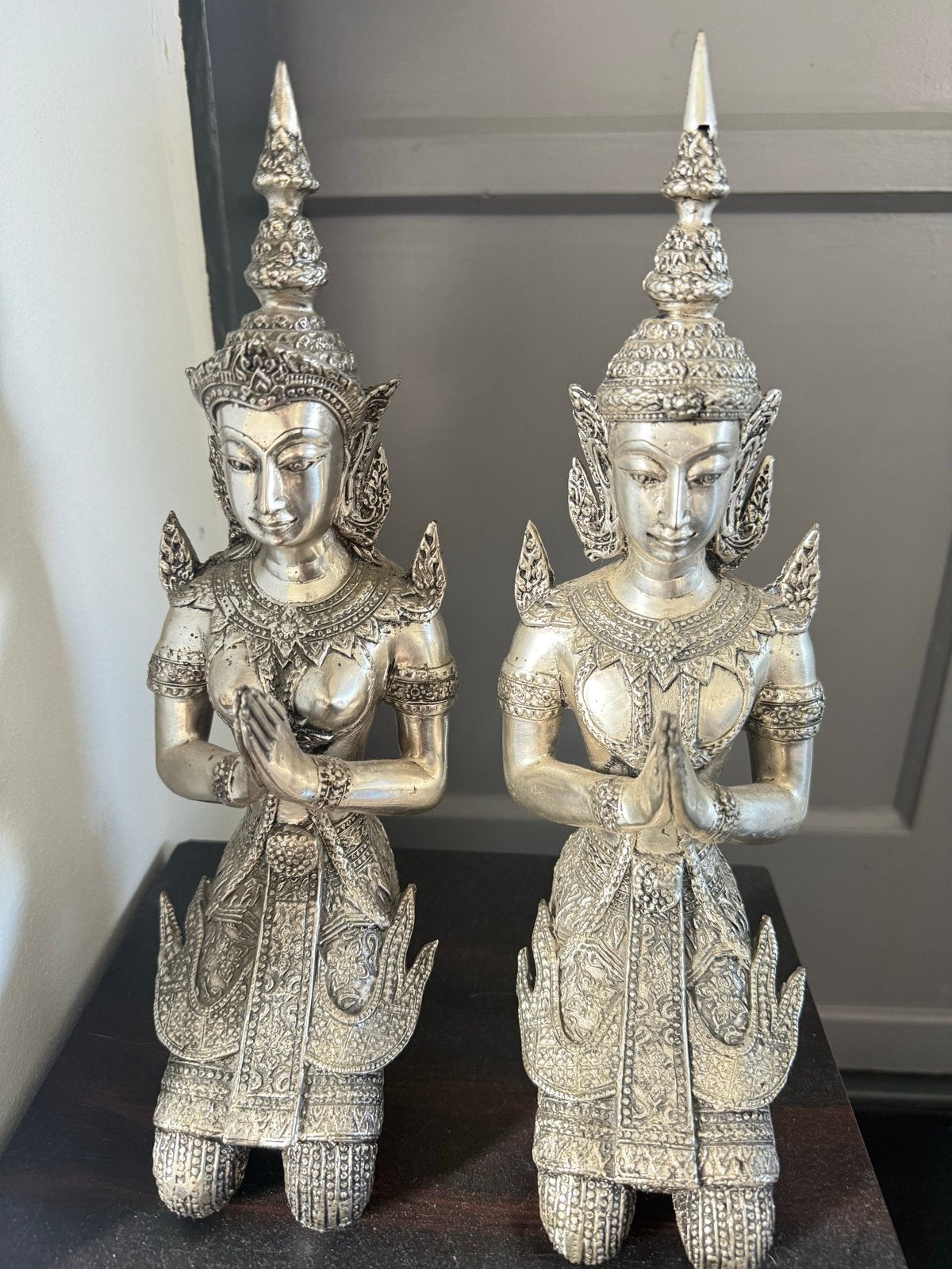 Massief Tibetaans Zilveren Thaise Thepanom Engel Boeddha, Antiek en Kunst, Zilver, Ophalen of Verzenden, Handgemaakt, 20 - 50 cm