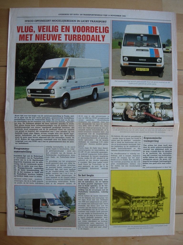 Iveco Turbodaily 1985 Brochure, Iveco, Ophalen of Verzenden, Zo goed als nieuw, Overige merken