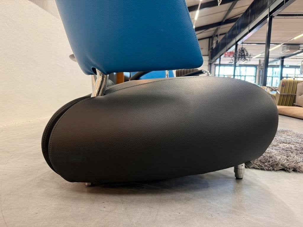 Nieuw Leolux Pallone Pa Fauteuil zwart blauw leer Stoel, Leolux, Info@leolux.nl, Ophalen of Verzenden, 75 tot 100 cm