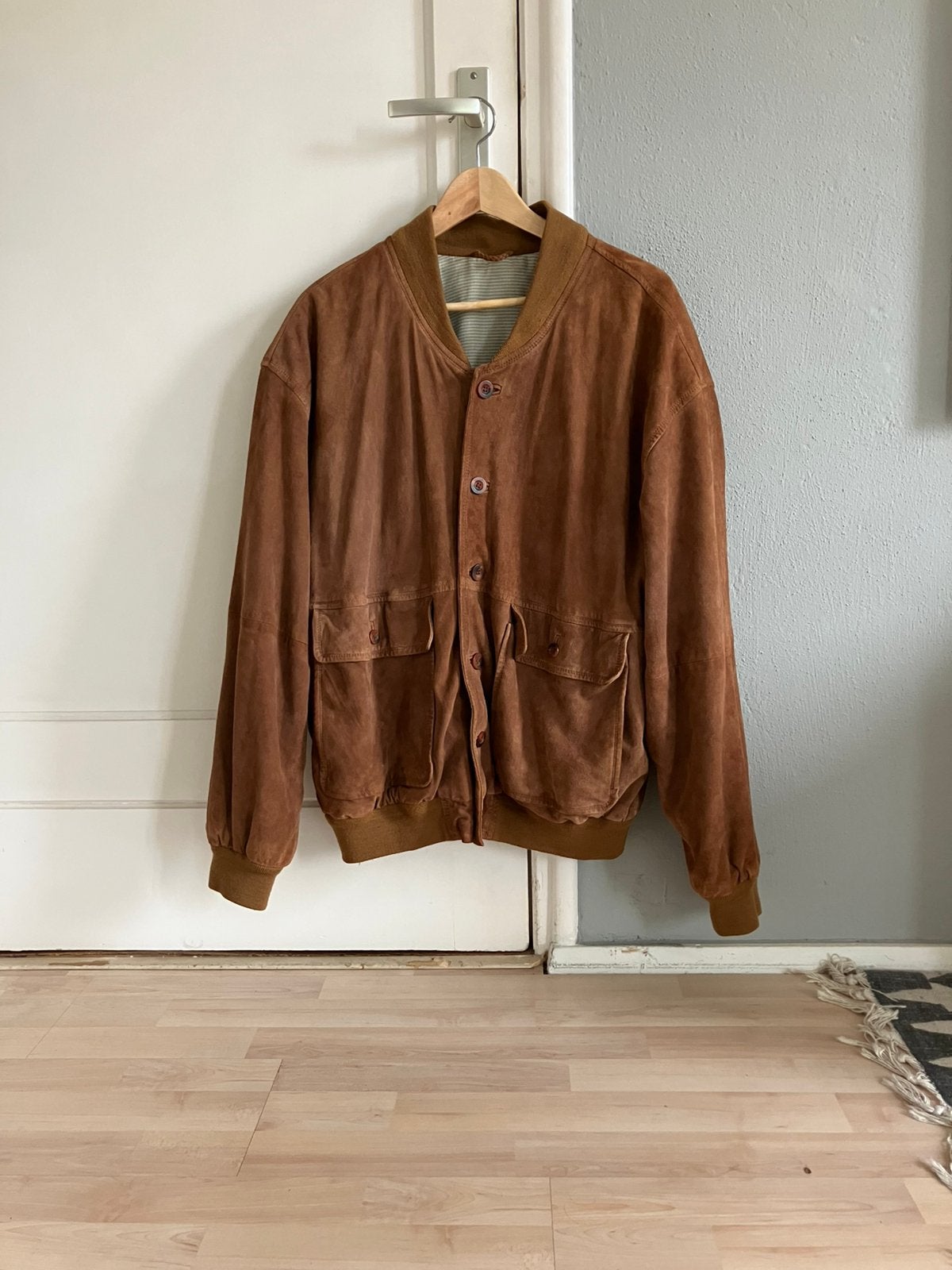 Bruin Suède jack te koop, Ophalen of Verzenden, Gedragen, Maat 52/54 (L), Bruin