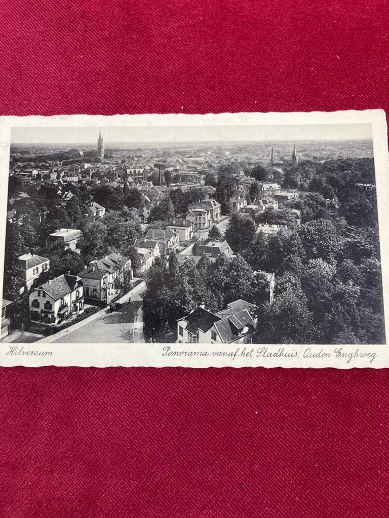Oude Ansichtkaart Hilversum Panorama Stadhuis 1936, Verzamelen, Ansichtkaarten | Nederland, Ophalen of Verzenden, 1920 tot 1940