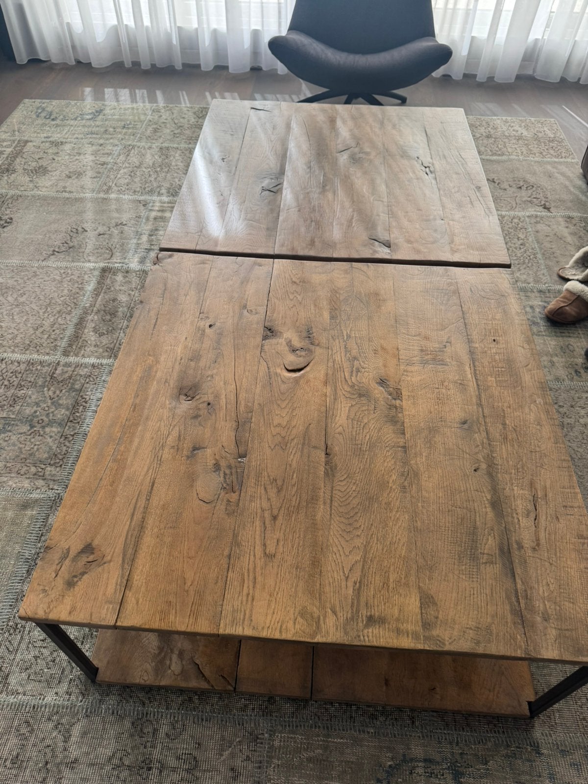2 industriële salontafels, Huis en Inrichting, Tafels | Salontafels, Ophalen, 50 tot 100 cm, Vierkant, 50 tot 100 cm