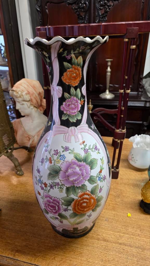 Grote handbeschilderde Chinese vaas, Antiek en Kunst, Ophalen of Verzenden