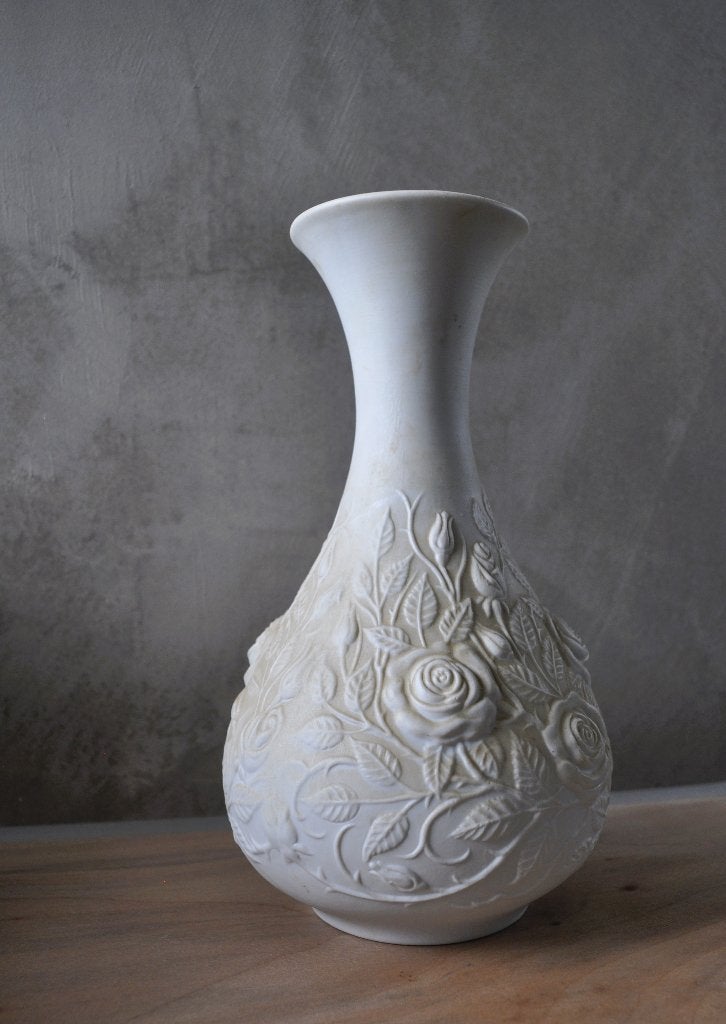 Vintage Witte Vaas Bisquit Porselein 21,5 cm 1970s, Antiek en Kunst, Ophalen