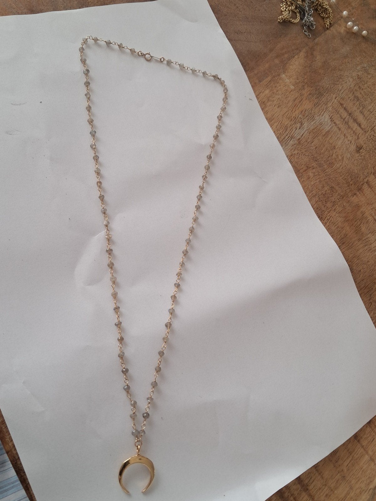 Goud vergulde 925 zilveren kettingkje met maan hanger, Ophalen, Nieuw, Goud, Zilver