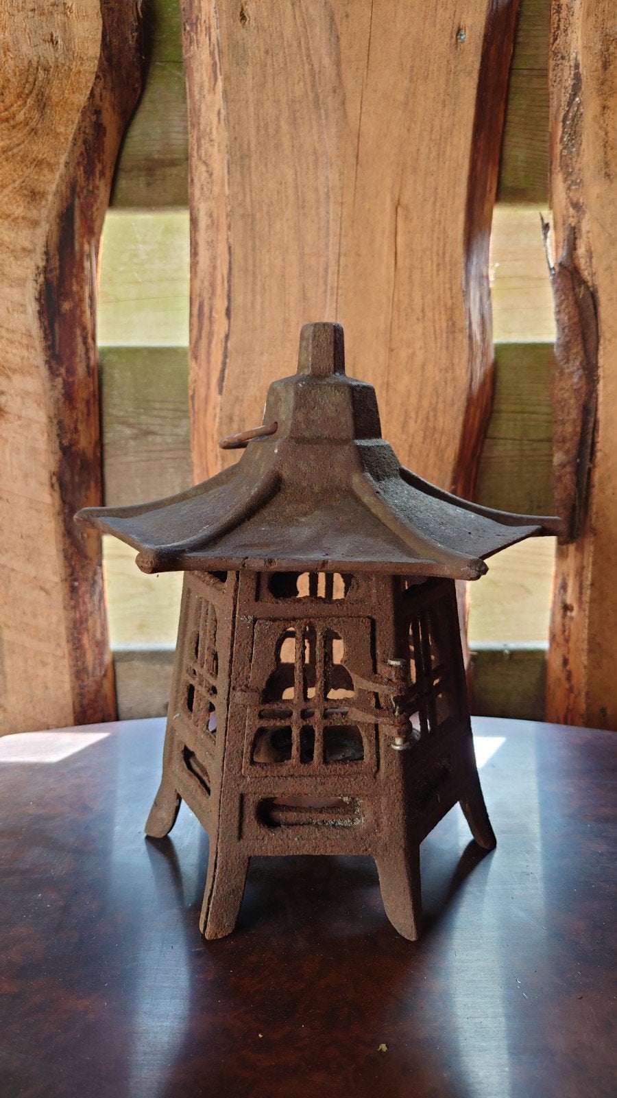 Antieke Japanse gietijzeren lantaarn - Pagode stijl, Ophalen of Verzenden