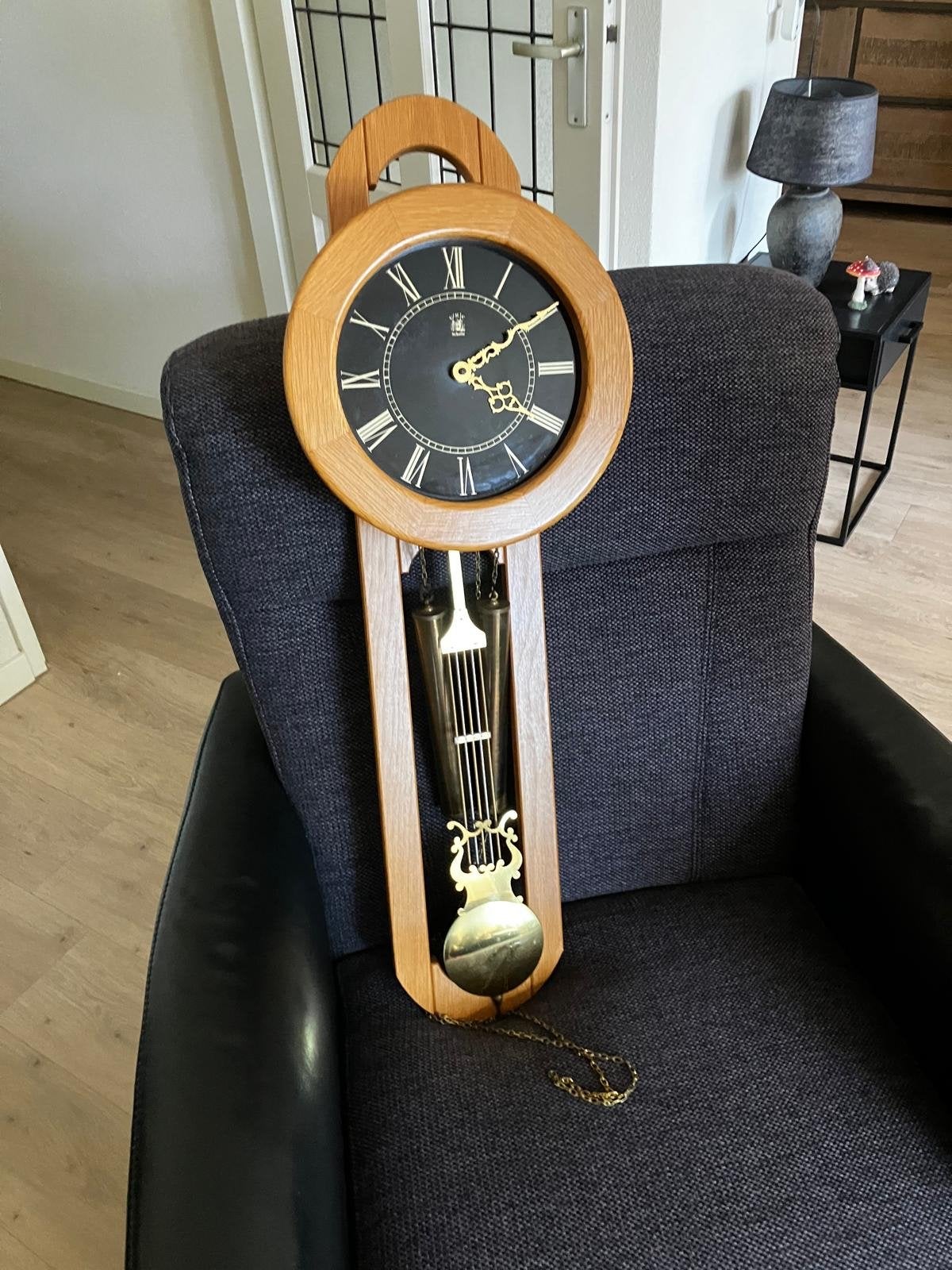 Mooie houten wandklok met gewichten, Ophalen of Verzenden