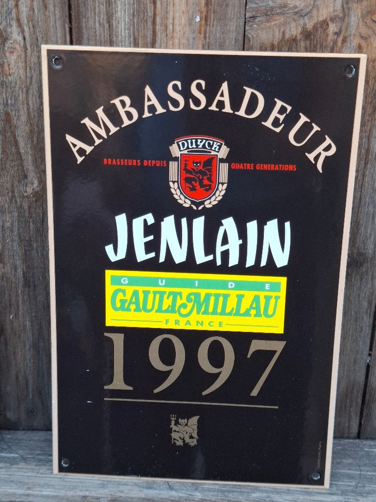 Emaillebord Jenlain bière Ambassadeur - Gault Millau 1997, Ophalen of Verzenden, Nieuw, Reclamebord, Plaat of Schild, Overige merken