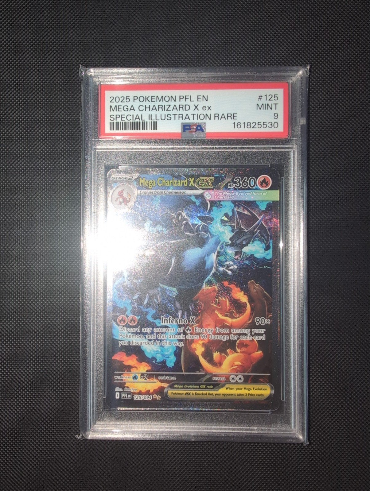mega charizard x ex sir 125 psa 9 van phantasmal flames!, Ophalen, Zo goed als nieuw, Losse kaart, Foil