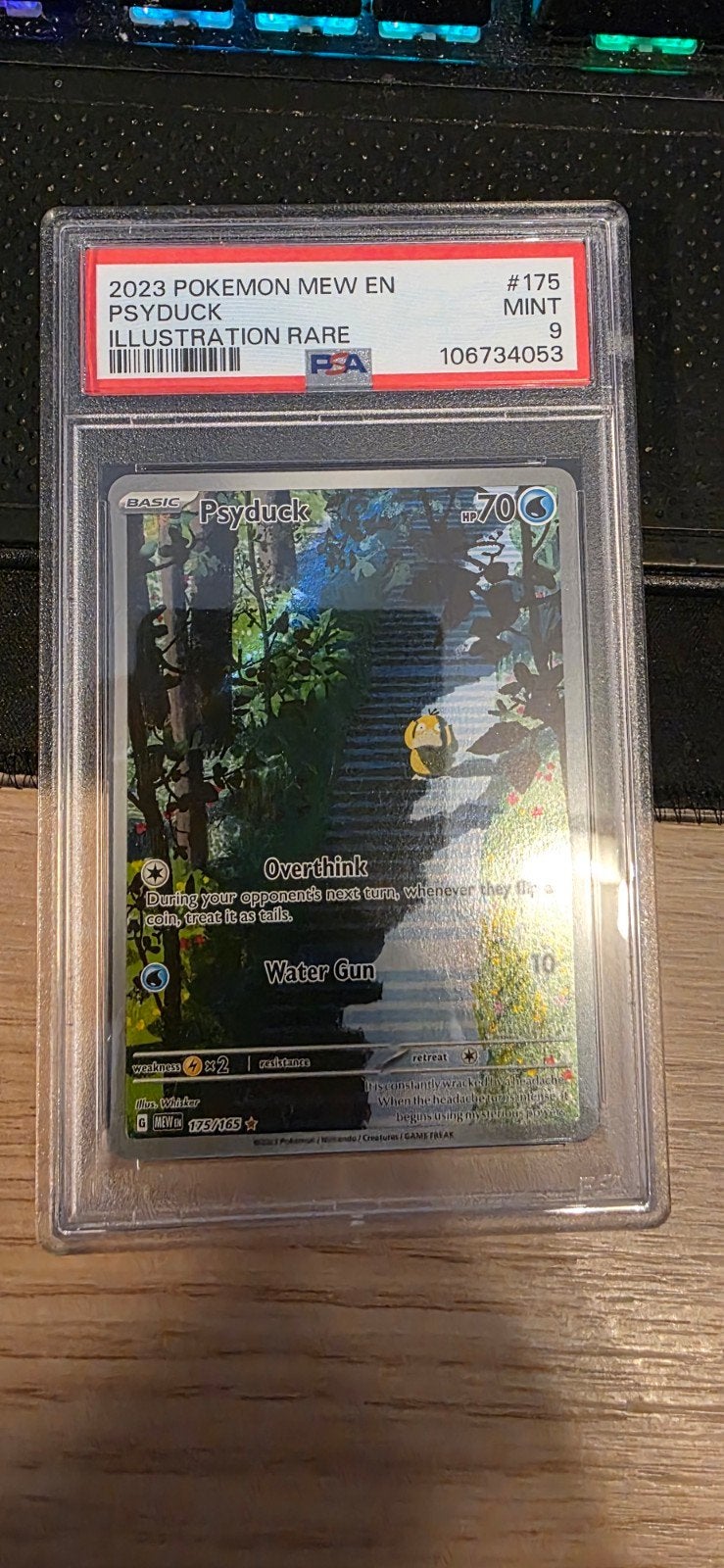 Psyduck 151 Illustration Rare PSA 9 Pokémon Kaart, Ophalen of Verzenden, Zo goed als nieuw, Losse kaart