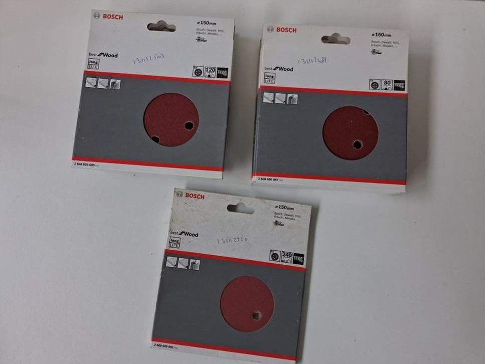 Bosch schuurschijven 150mm - 12 pakjes diverse korrels, Doe-het-zelf en Verbouw, Gereedschap | Schuurmachines, Ophalen of Verzenden