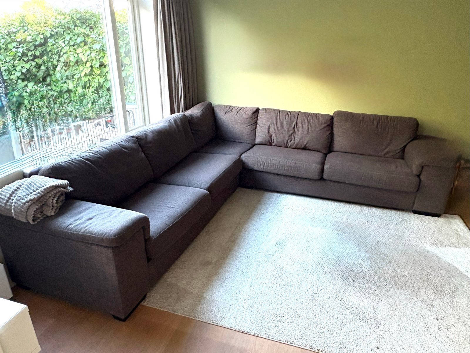 GRATIS: hoekbank met losse kussens - 300x300 cm, Ophalen, Gebruikt, Hoekbank, 300 cm of meer