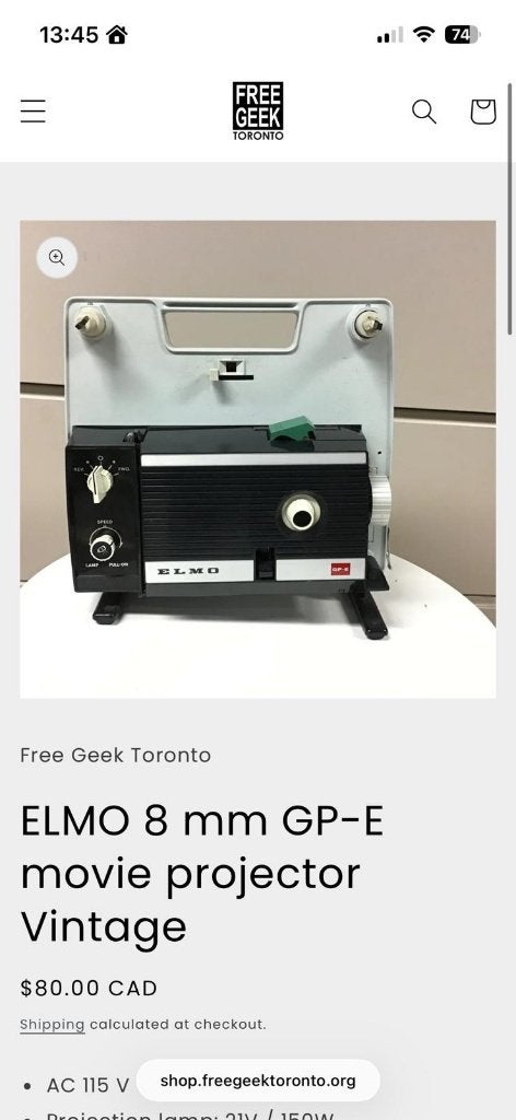 Super Elmo GP-E 8mm projector incl. projectiescherm, Ophalen, 1960 tot 1980, Projector