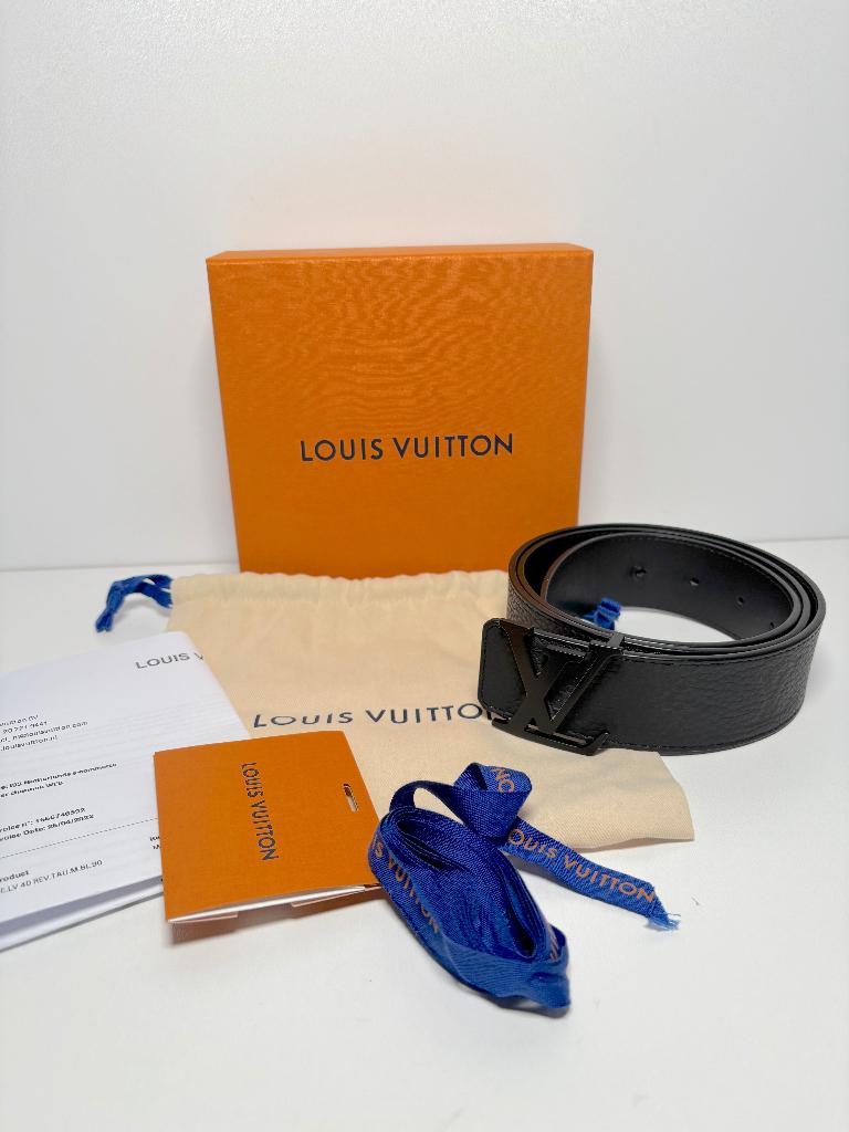 LOUIS VUITTON Zwart classic leer monogram HEREN riem Maat 90, Kleding | Heren, Riemen en Ceinturen, Minder dan 95 cm, Ophalen of Verzenden