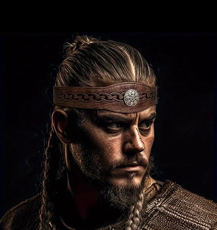 Middeleeuwse Viking Kunstlederen Hoofdband - Cosplay (3 stuk, Ophalen of Verzenden, Zo goed als nieuw, Accessoires