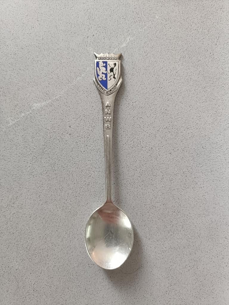 Vintage ANWB verzamellepel met wapenschild, Antiek en Kunst, Antiek | Bestek, Ophalen of Verzenden