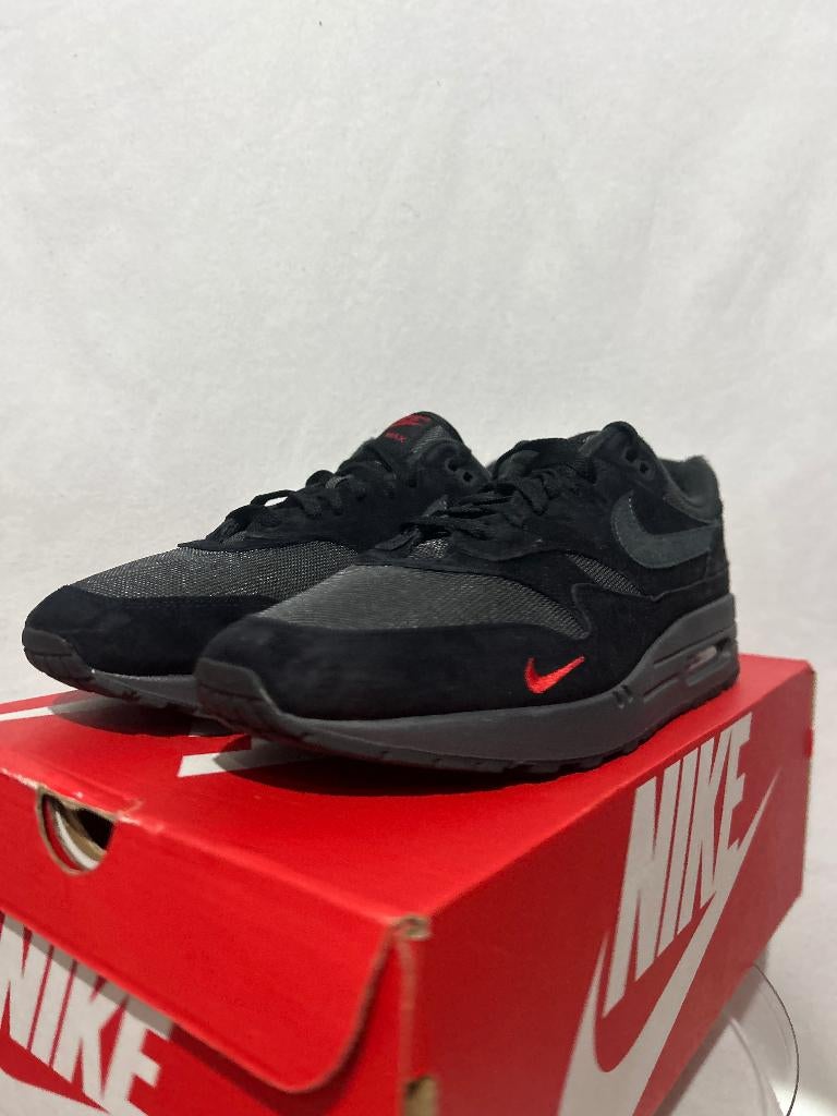BIJNA NIEUW! Maat 47,5 - Nike Air Max 1 Anthracite Bred, Kleding | Heren, Verzenden, Zwart, Nike, Nike
